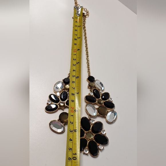Kate Spade Black/Green/Clear Rhinestone Statement Necklace Goldtone - Picture 9 of 11